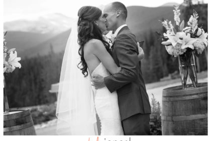Frame51 First kiss in black and white at the Ten Mile Station, Rocky Mountain Wedding, Breckenridge, CO