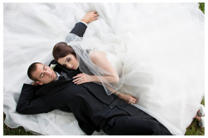 Blog38 Above view of bride and groom portrait at Cheeseman Park Wedding