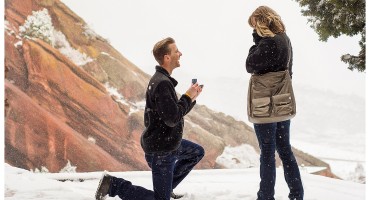BrentKari05 Red Rocks winter proposal in the snow