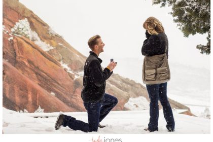 BrentKari05 Red Rocks winter proposal in the snow