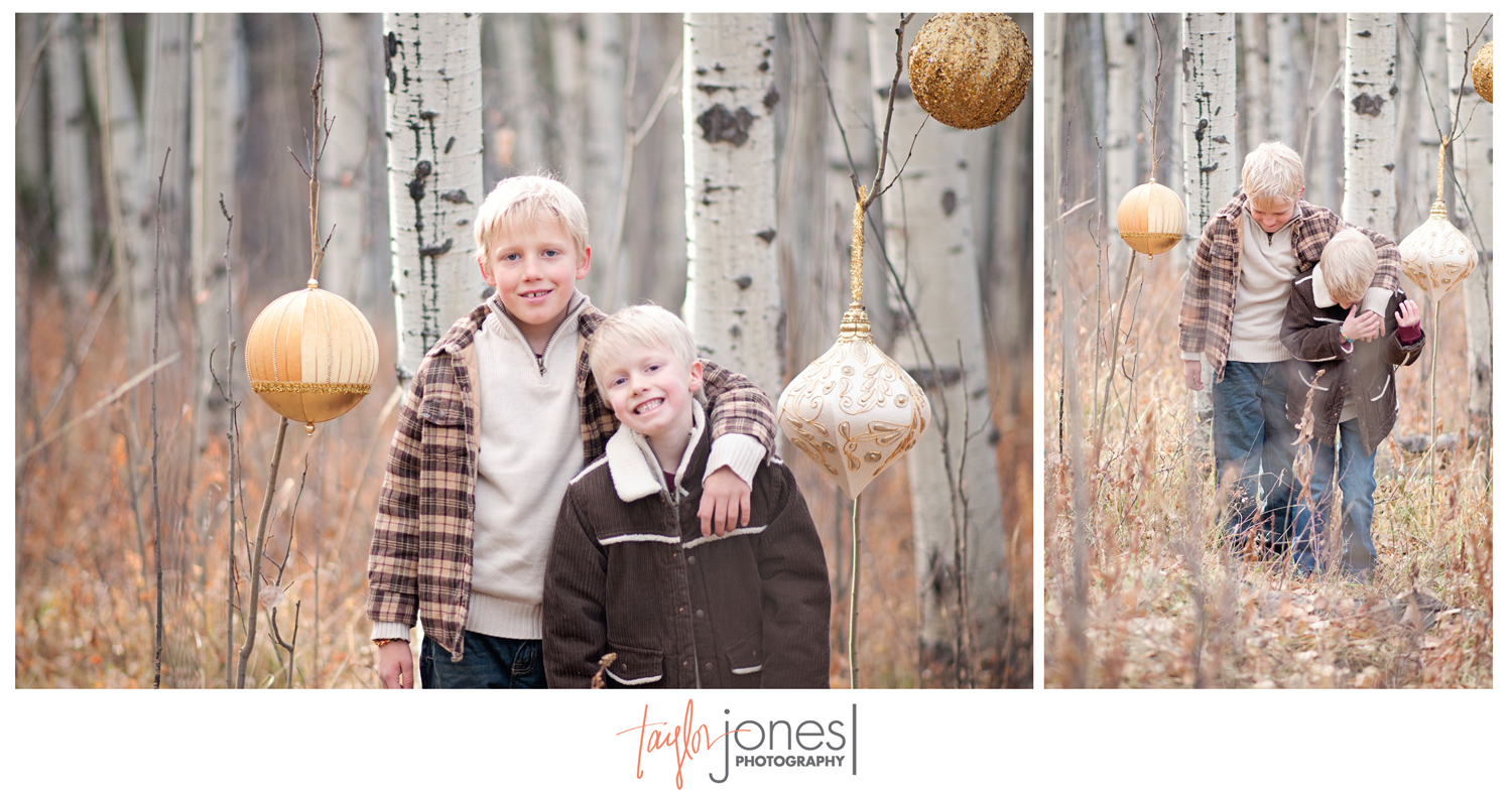 Golden, Colorado family photo shoot with Christmas ornaments.