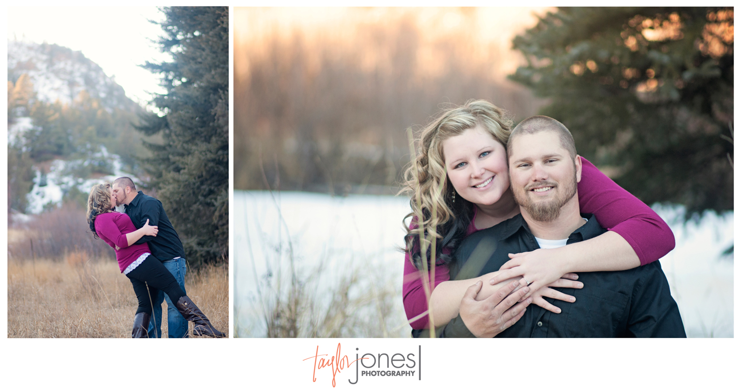 Daney and Keenan sunset engagement shoot in Pine, CO
