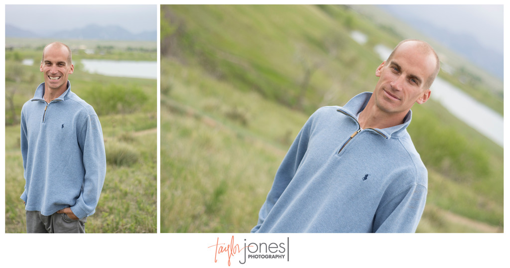 Handsome groom at Standley Lake for his engagement shoot