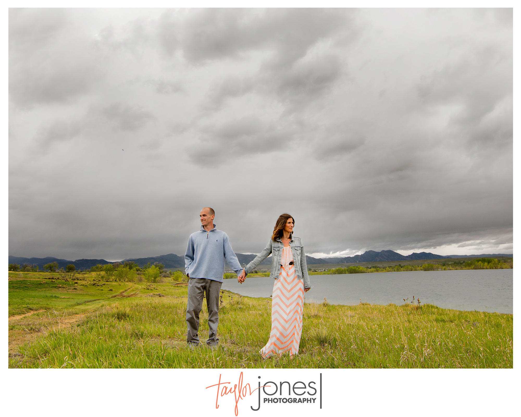 Standley lake engagement shoot during a storm