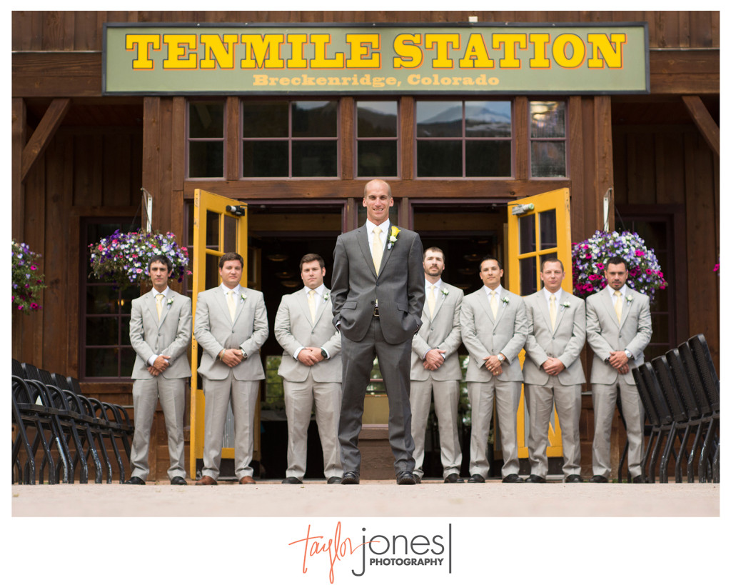 Groom with groomsmen at the Ten Mile Station in Breckenridge, wedding, chic mountain wedding.