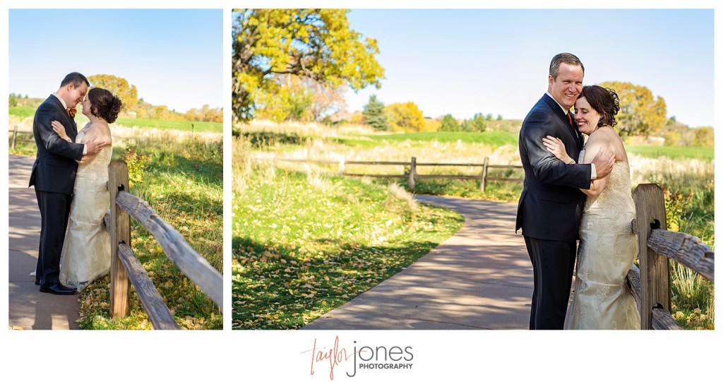 Bride and groom first look at Arrowhead Golf Course wedding