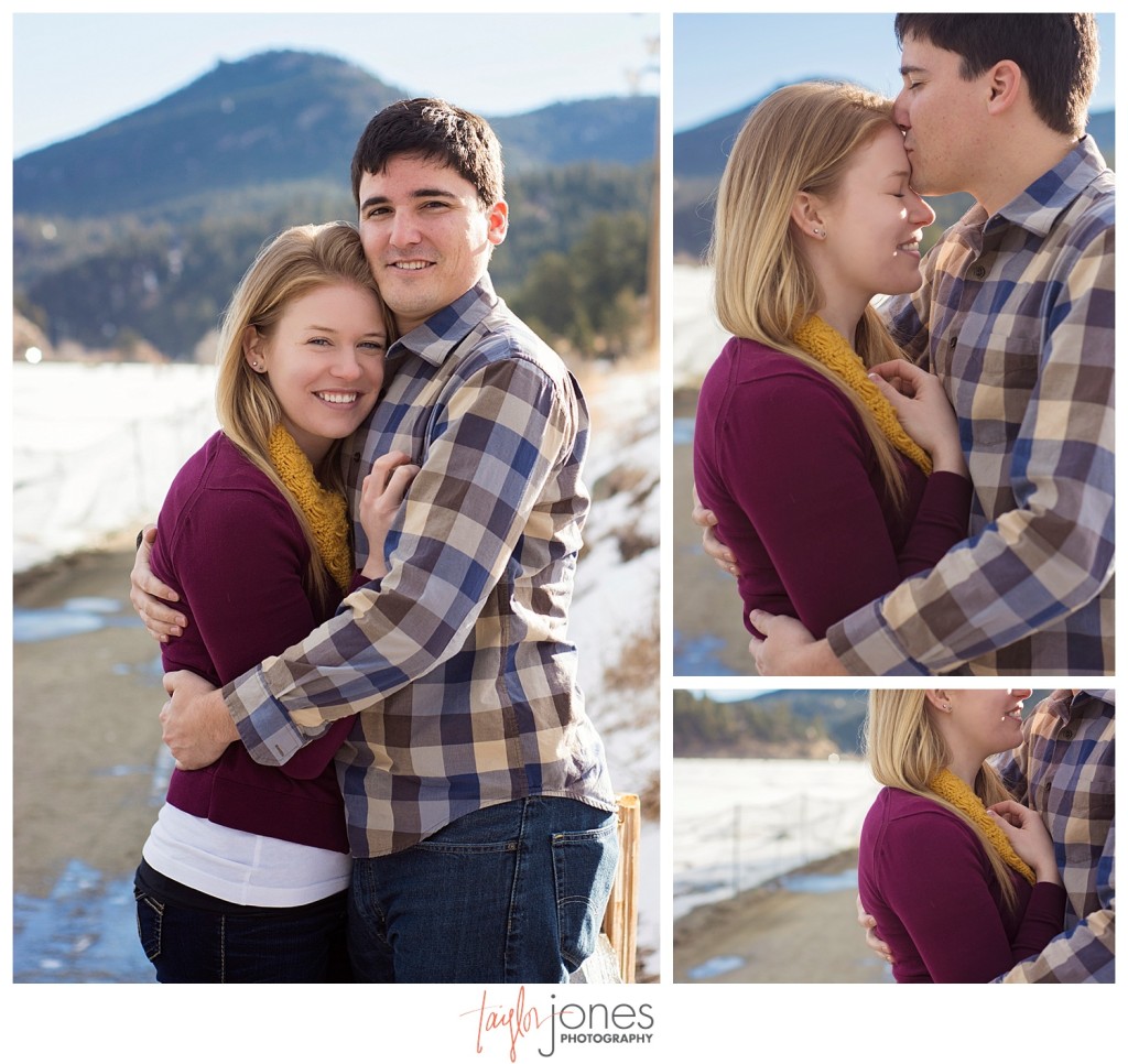 Couple at Evergreen Lake House engagement shoot