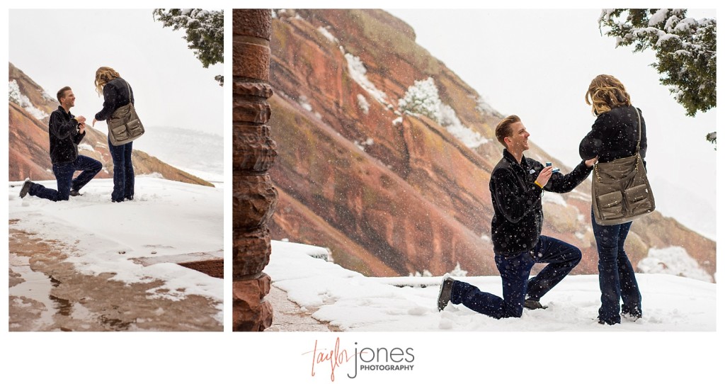 Red Rocks winter proposal in the snow