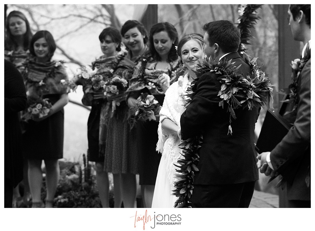 Bride looking at her groom at Pines at Genesee wedding