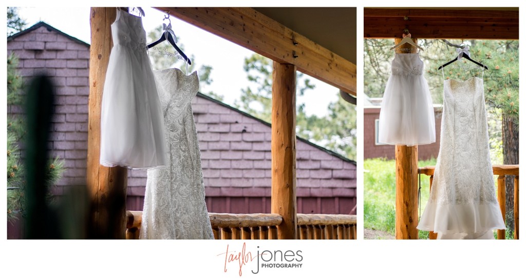 Flower girl and bride dress for wedding at Mt. Vernon Country Club in Golden, Colorado