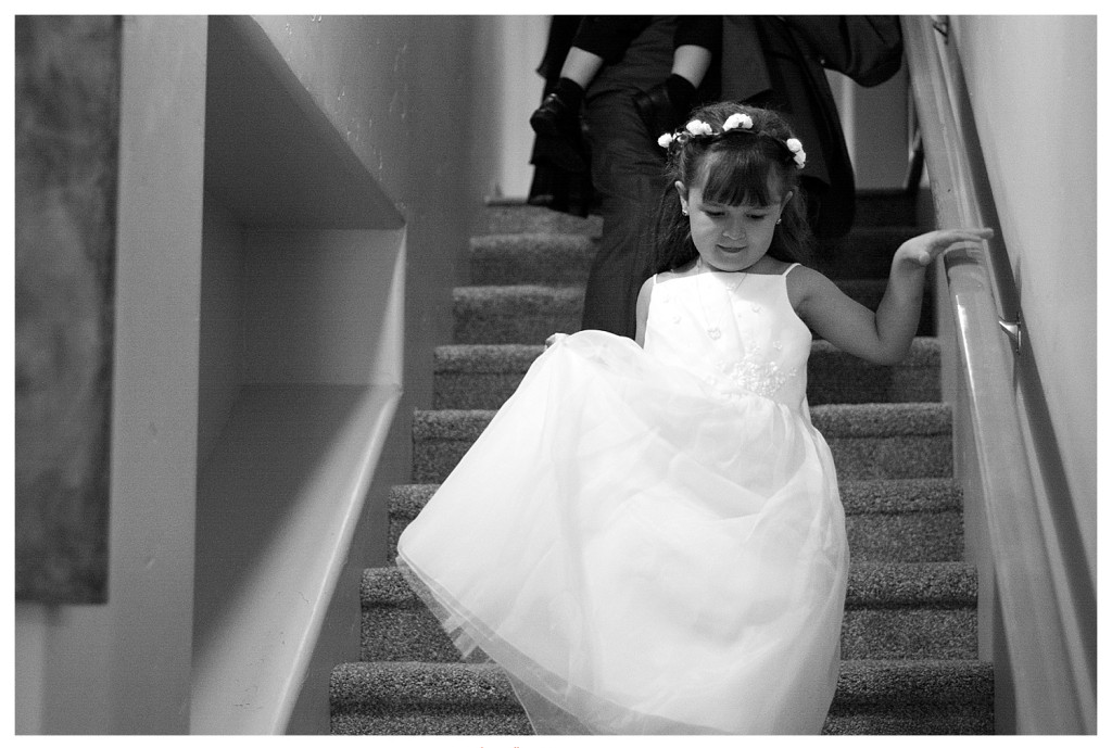 Flower girl getting ready for wedding at Mt. Vernon Country Club in Golden, Colorado