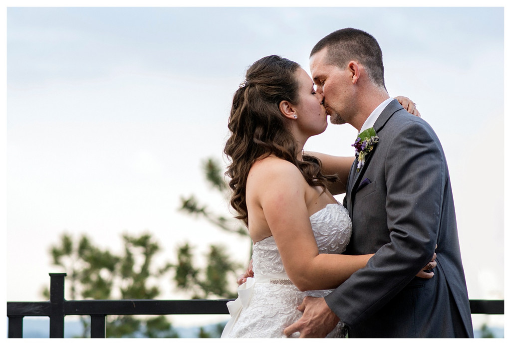 First kiss at Wedding ceremony at Mount Vernon Country Club in Golden, Colorado