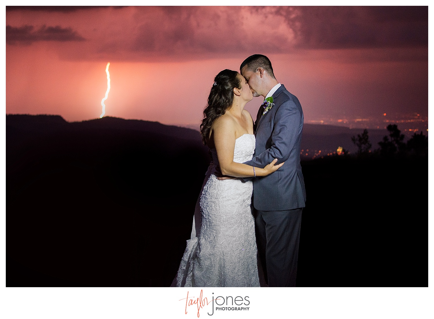 Bride and groom with lightning at Reception at Mount Vernon Country Club Wedding