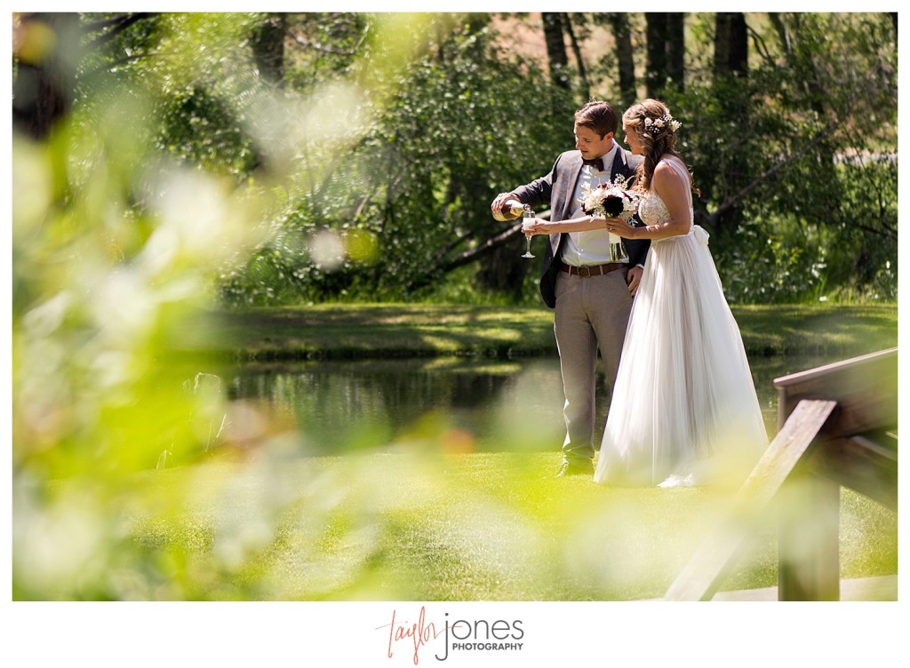 Black Canyon Inn Estes Park wedding first look with bride and groom