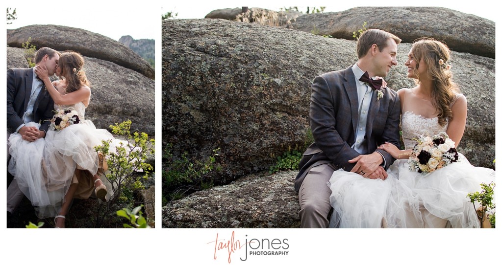 Black Canyon Inn and Twin Owls Steakhouse Estes Park wedding reception couple portraits of bride and groom
