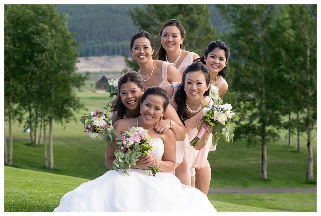 Wedding reception at The Club at Crested Butte bridal party portraits