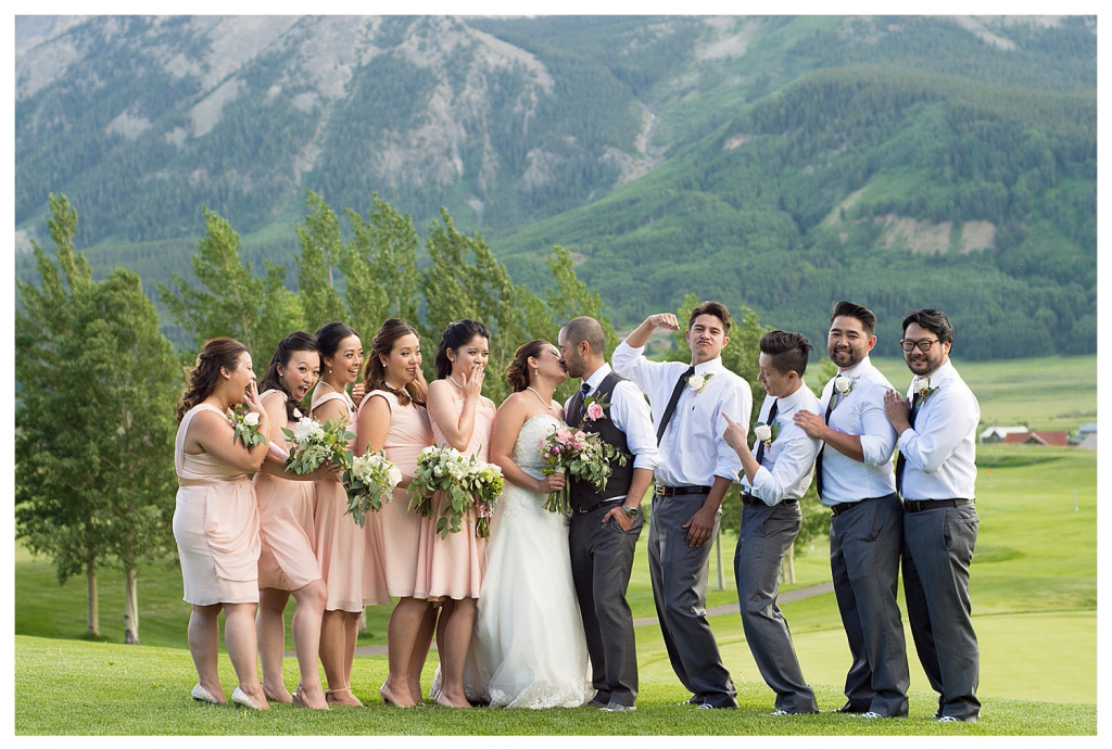 Wedding reception at The Club at Crested Butte bridal party portraits