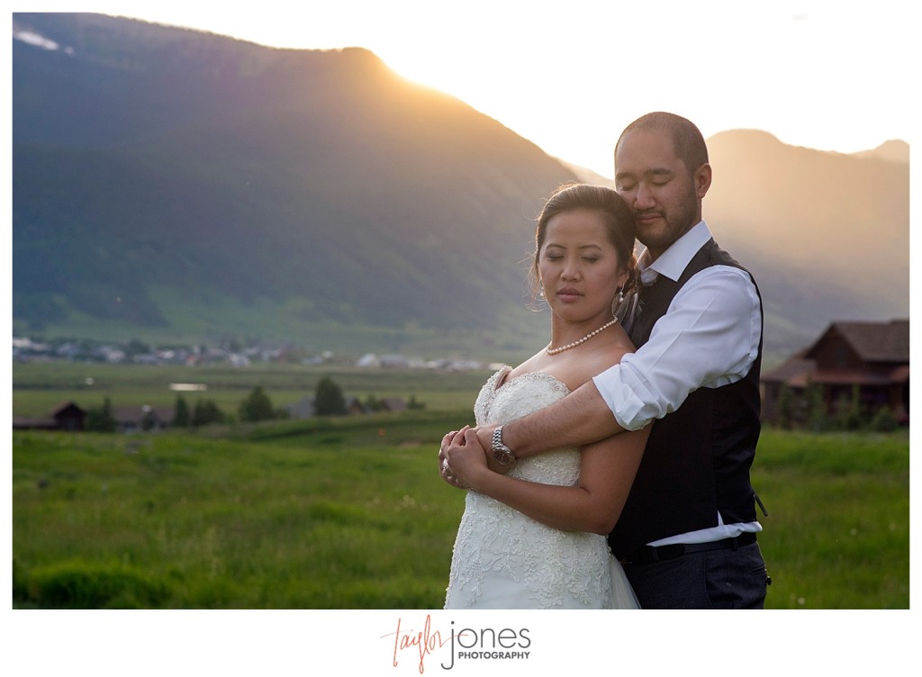 Wedding reception at The Club at Crested Butte couple portraits bride and groom 