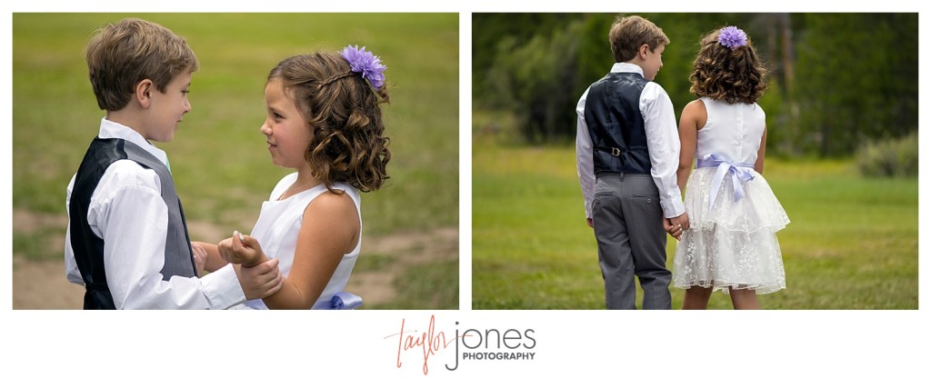 Grand Lake Colorado wedding at the Double A Barn flower girl and ring bearer