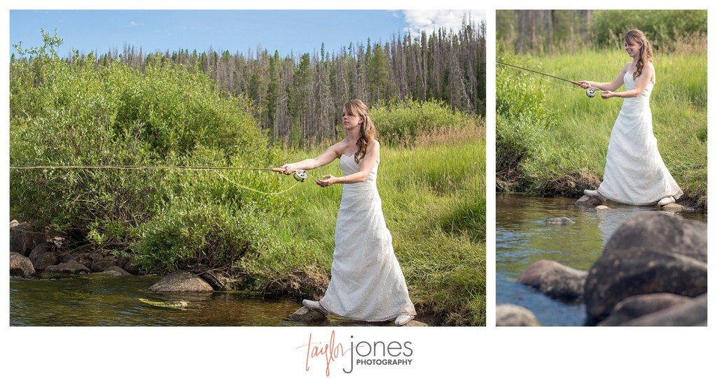 Grand Lake Colorado wedding at the Double A Barn reception fishing