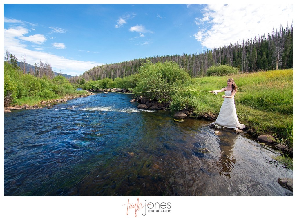 Grand Lake Colorado wedding at the Double A Barn reception fly fishing