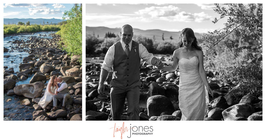 Grand Lake Colorado wedding at the Double A Barn bride and groom portraits