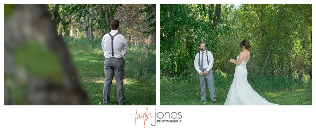 Botanic Gardens at Chatfield wedding bride and groom first look portraits