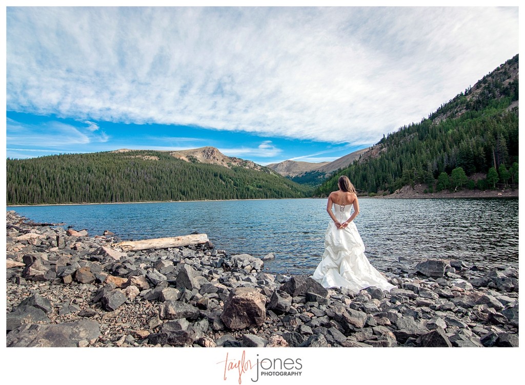 Trash the dress bridal portraits in a lake Jefferson, Colorado 
