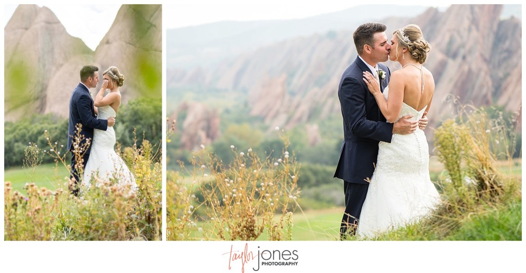 Arrowhead Golf Course fall wedding bride and groom first look portraits