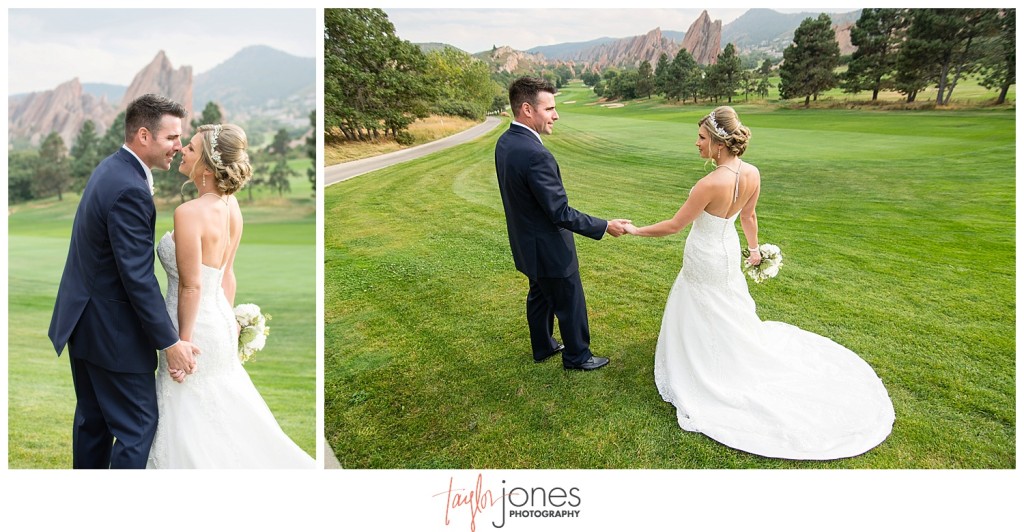 Arrowhead Golf Course fall wedding bride and groom portraits