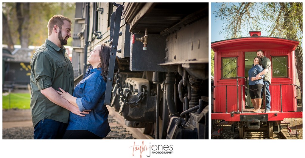 Colorado Railroad Museum engagement shoot in autumn Golden Colorado