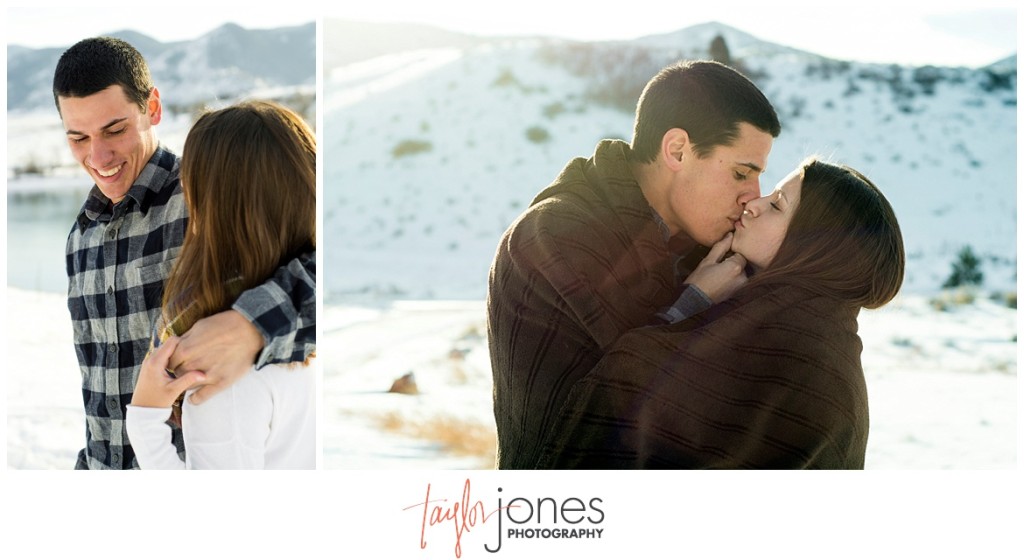 Caroline and Kyle Colorado engagement shoot in the winter in the mountains