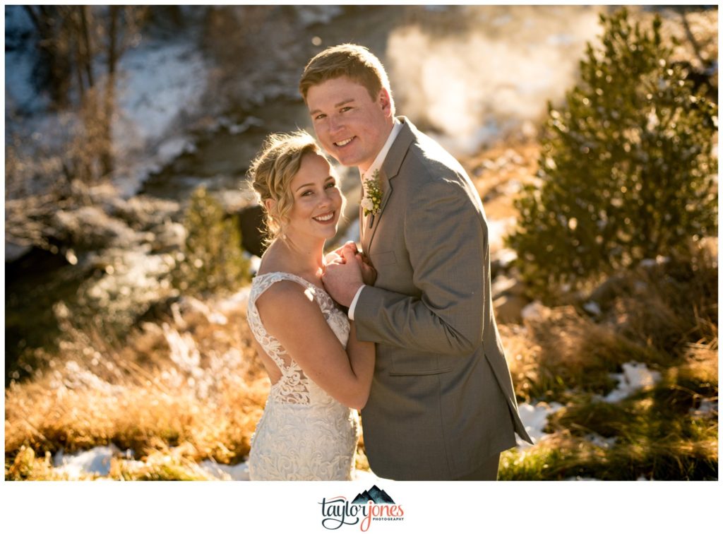 Mount Princeton Hot Springs winter wedding bride and groom portraits