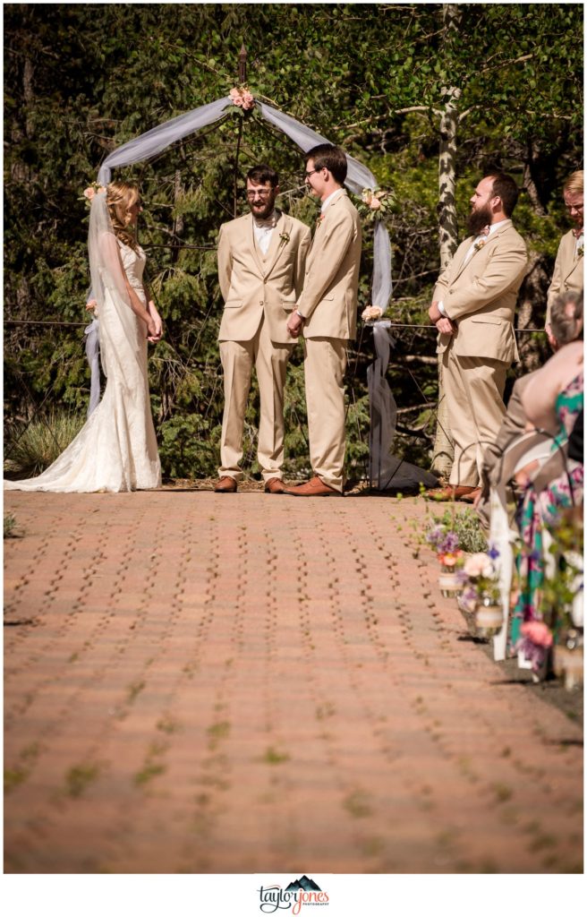 Evergreen Red Barn wedding ceremony with Anna and Evan Johnson
