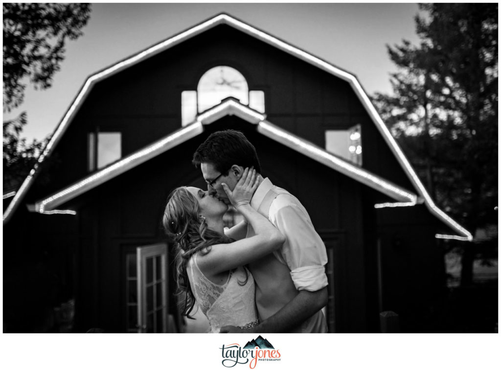 Wedding at Evergreen Red Barn couple portraits with Anna and Evan