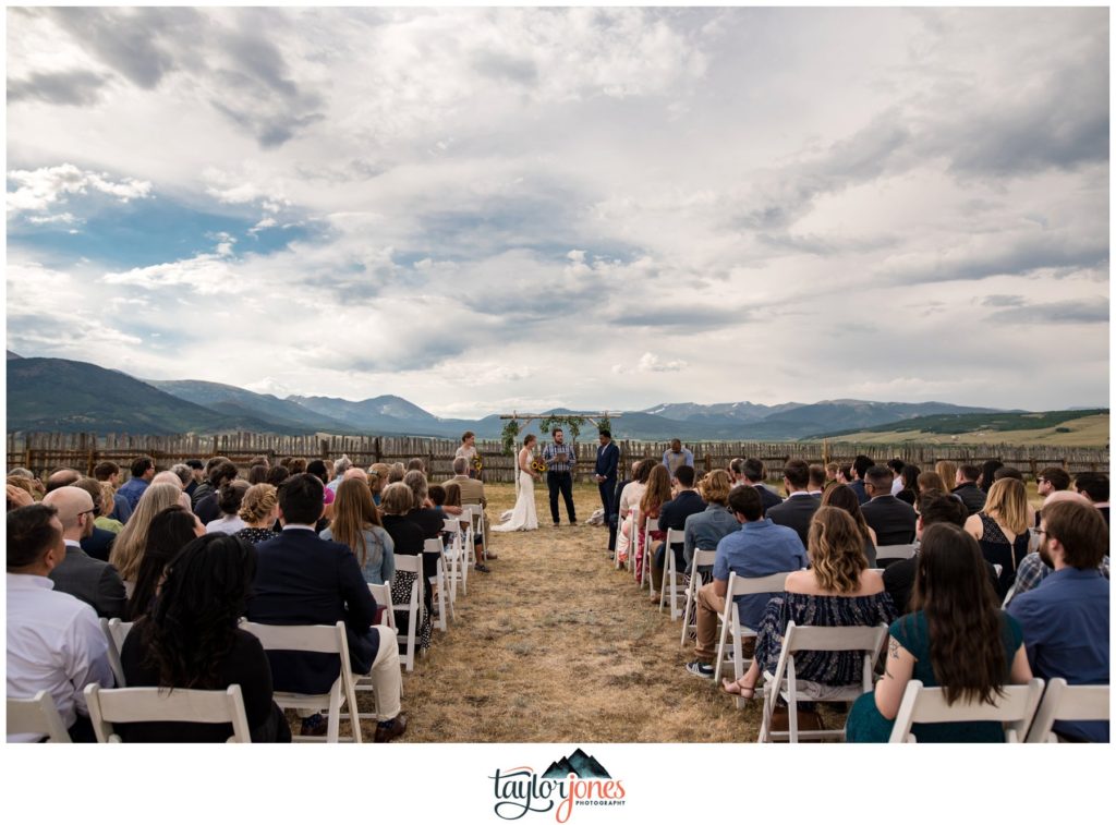 Guyton Ranch wedding ceremony of Maggie and Brian Leslie in Jefferson Colorado
