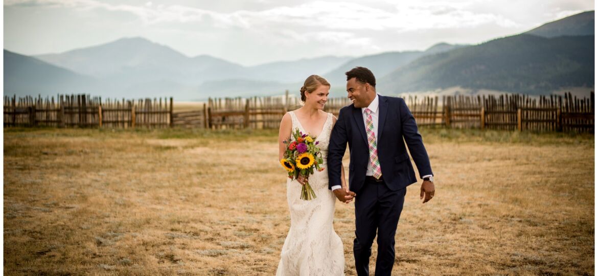 Guyton Ranch wedding bride and groom in Jefferson Colorado