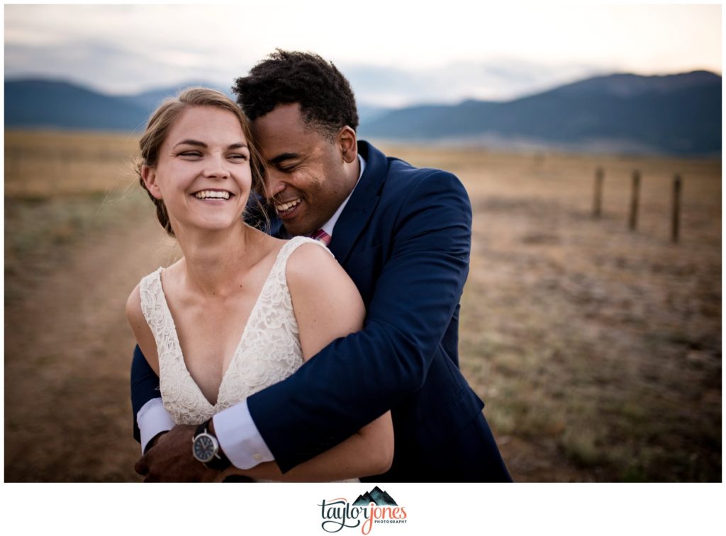 Bride and groom Maggie and Brian at Guyton Ranch wedding in Jefferson Colorado