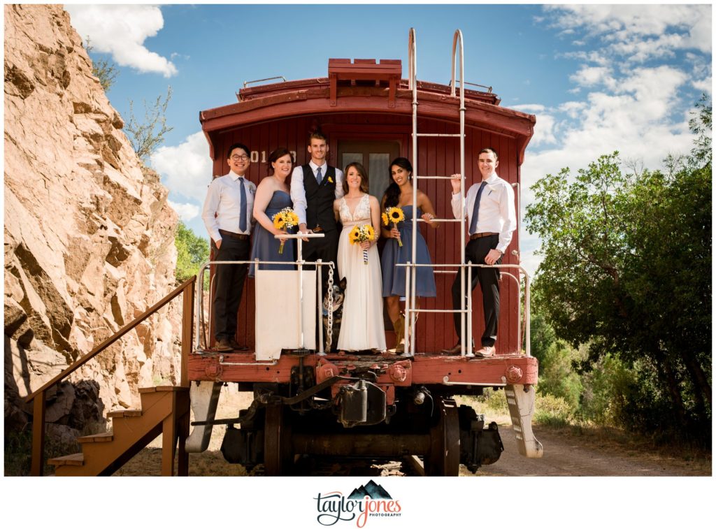 Eden West Ranch Wedding bridal party with train