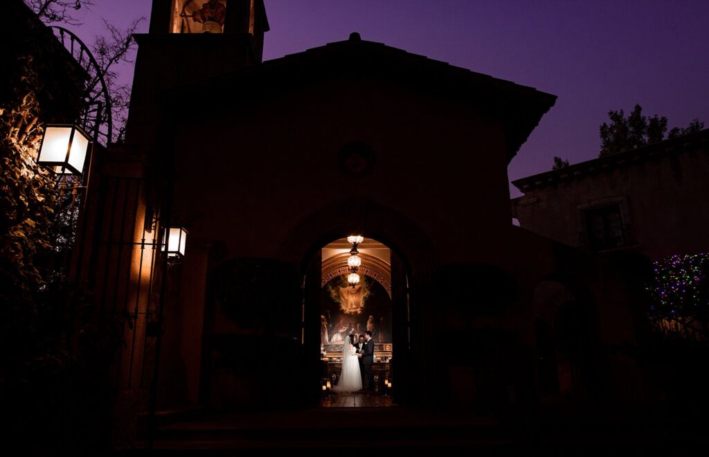 Sedona Arizona wedding desert elopement at Tlaqapaque at night