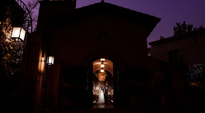 Sedona Arizona wedding desert elopement at Tlaqapaque at night