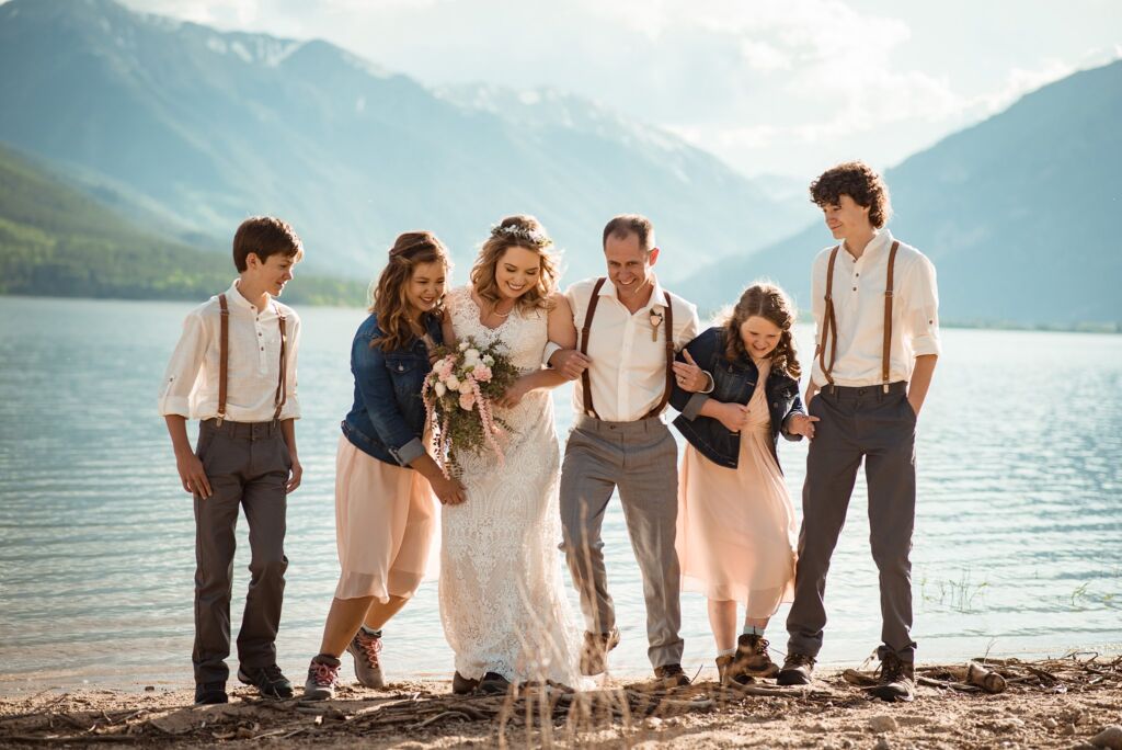 Twin Lakes Colorado elopement wedding with family