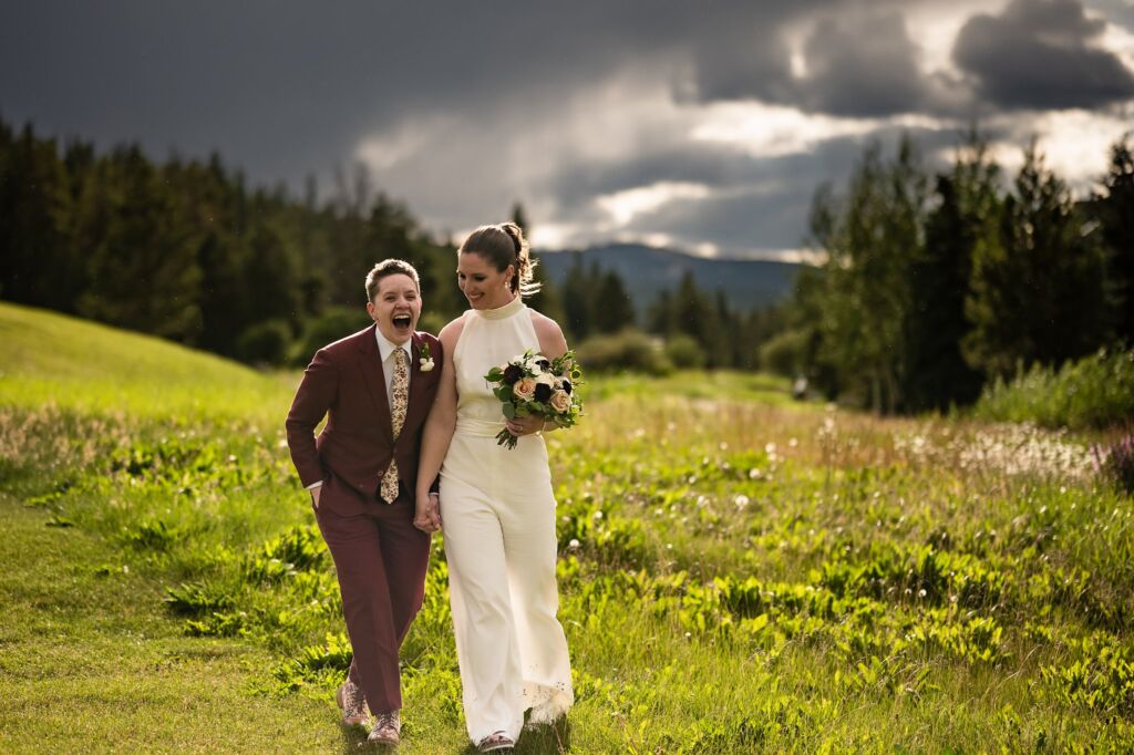 Copper Mountain wedding photographer with brides at sunset